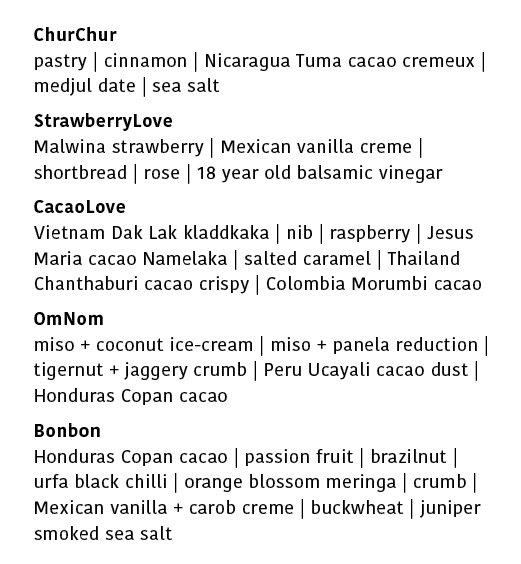 Tasting Menu: CacaoLove